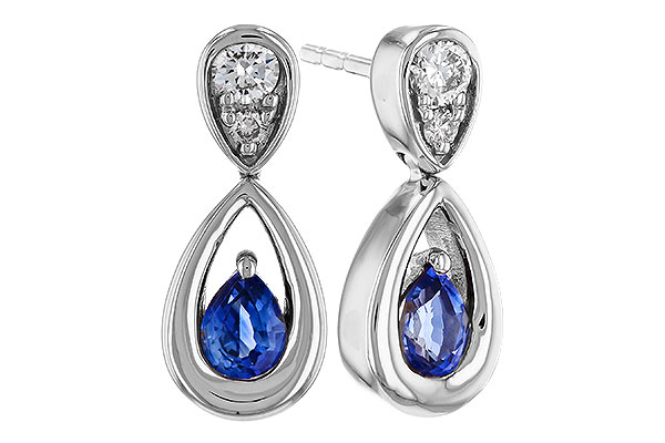 M329-49037: EARRINGS .42 SAPPHIRE .54 TGW (4x3 SAPP)